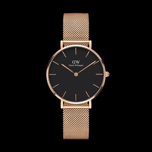 Daniel Wellington Petite Melrose Black Rose Gold Womens Watch